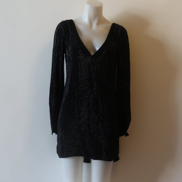 MLV Black V-Neck Beaded Dress Sz S * - Picture 1 of 11